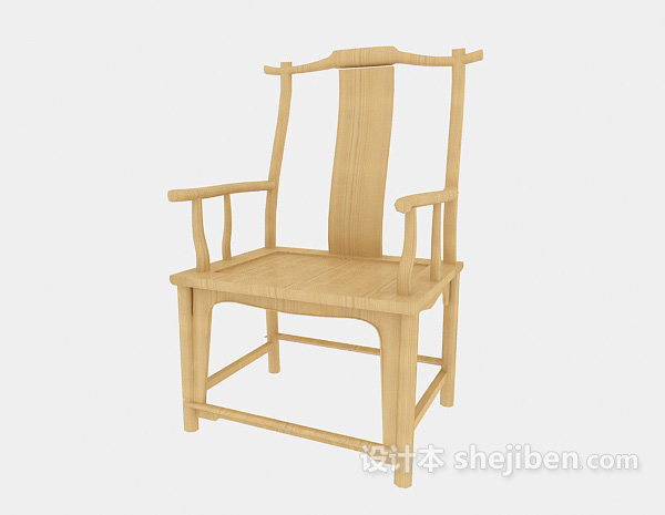 免费新中式实木家居椅3d模型下载