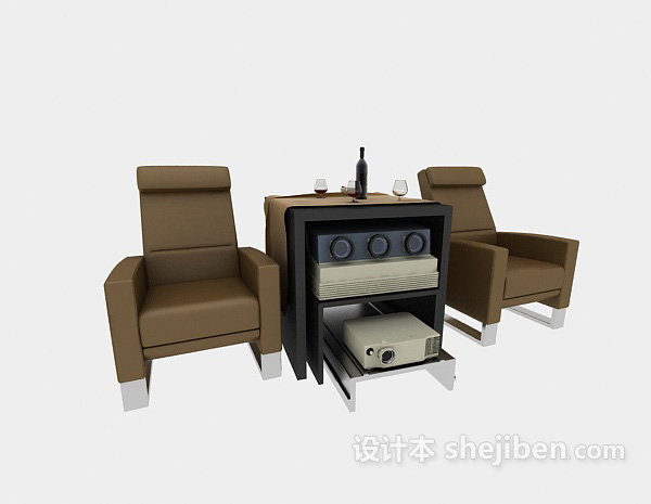 免费单人沙发、家庭媒体设备3d模型下载