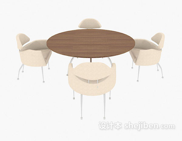 免费圆形餐桌餐椅3d模型下载