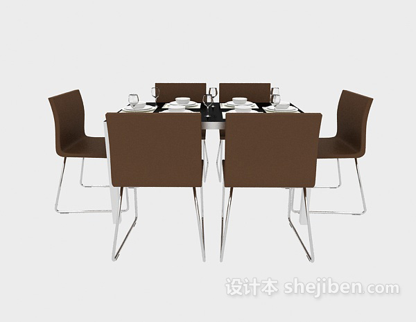 现代风格现代家居桌椅组合3d模型下载