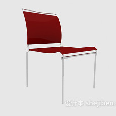 红色简约餐椅3d模型下载