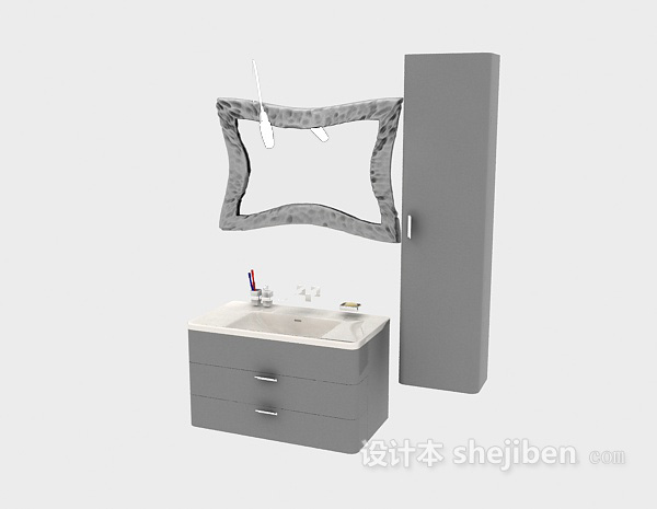 免费现代风格浴室柜3d模型下载