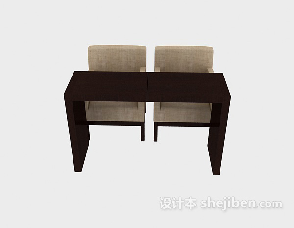 现代风格实木办公室桌椅3d模型下载