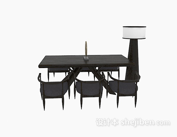 其它黑色美式餐桌椅3d模型下载