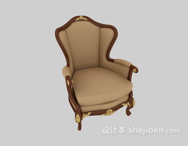 免费欧式风格精美单人沙发3d模型下载