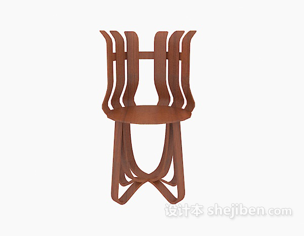 现代风格个性实木椅3d模型下载