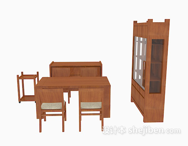 中式风格中式家具桌椅组合3d模型下载