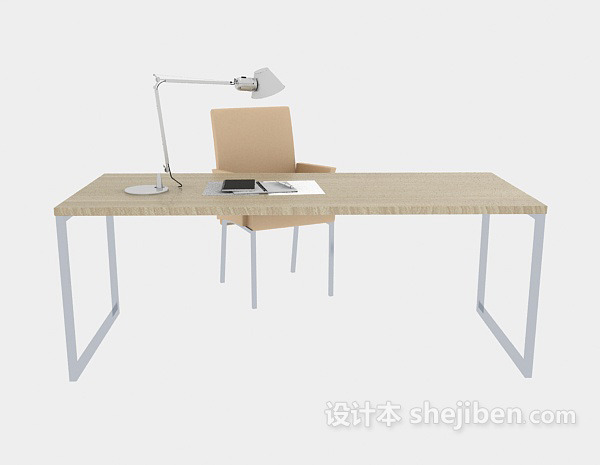 现代风格现代木质书桌3d模型下载