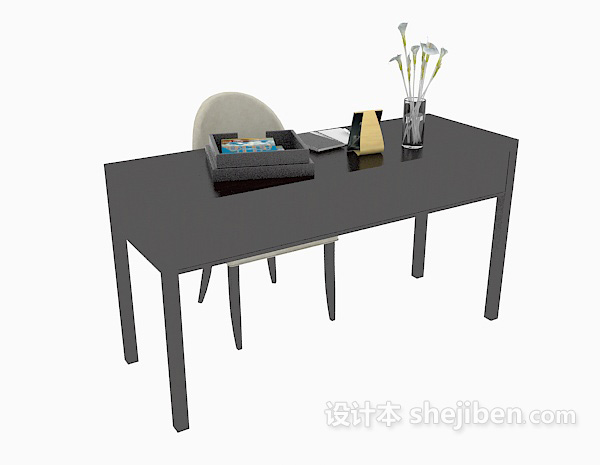 黑色简约书桌3d模型下载