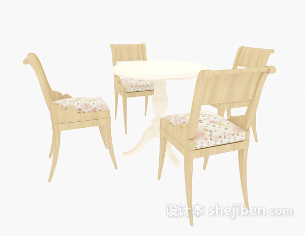 免费四人家居餐桌3d模型下载