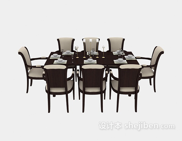 其它美式传统餐桌椅3d模型下载