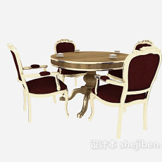 欧式精致家庭餐桌3d模型下载