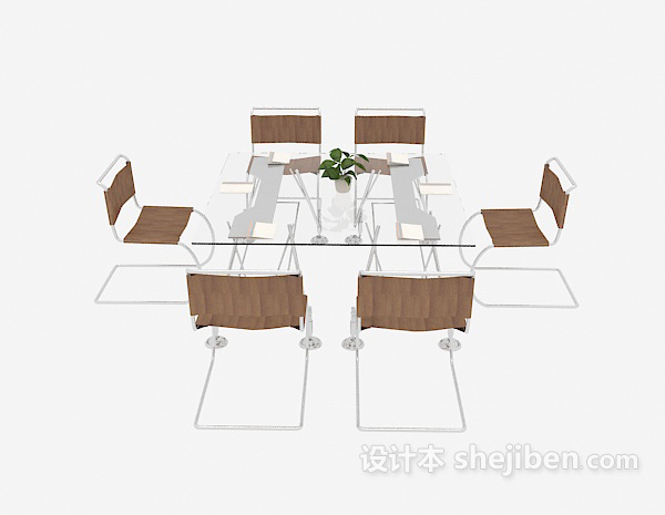 现代风格现代玻璃会议桌3d模型下载