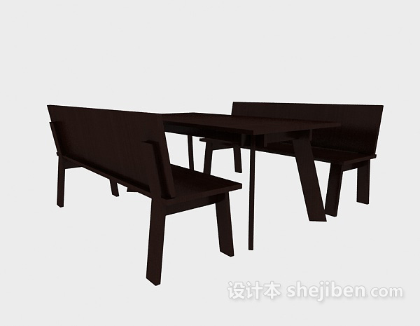 实木餐厅桌椅组合3d模型下载