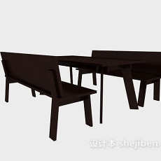 实木餐厅桌椅组合3d模型下载