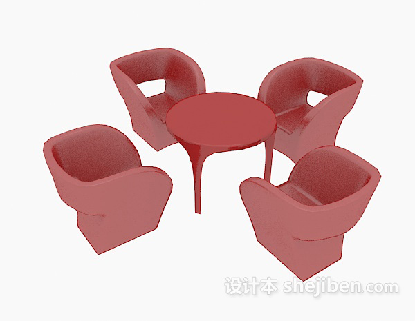 红色桌椅组合