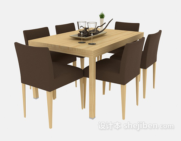 免费简约时尚餐桌椅3d模型下载