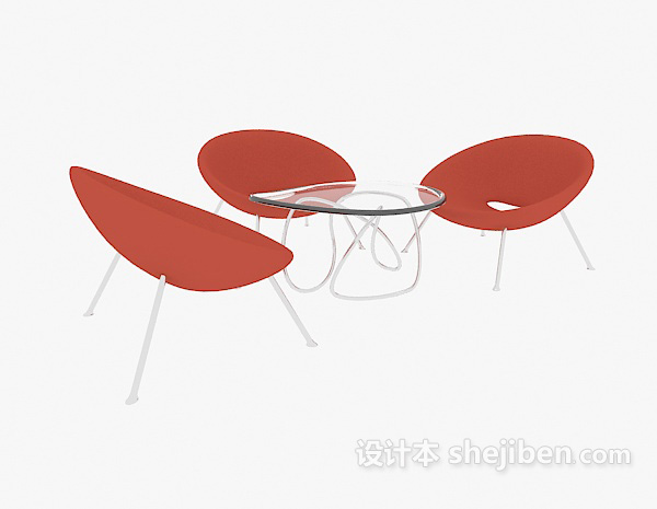 休闲区茶几桌椅3d模型下载