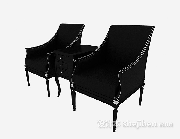 美式单人沙发椅3d模型下载