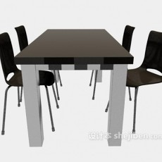 现代家庭桌椅组合3d模型下载