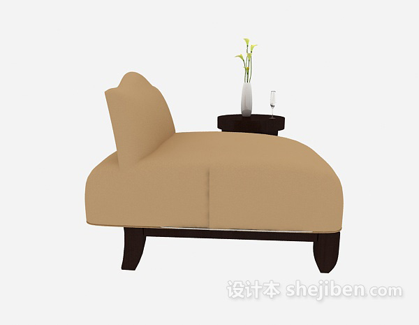 东南亚风格休闲躺椅、边桌组合3d模型下载