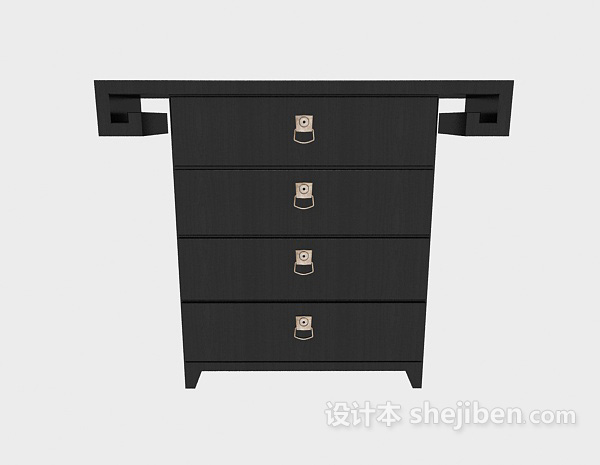 中式风格实木卧室储柜3d模型下载