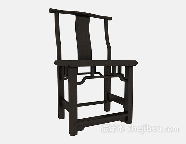 免费中式黑色复古休闲椅3d模型下载