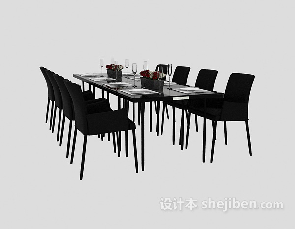 免费美式家居餐桌3d模型下载