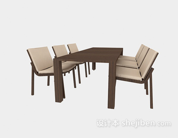 免费棕色休闲桌椅组合3d模型下载