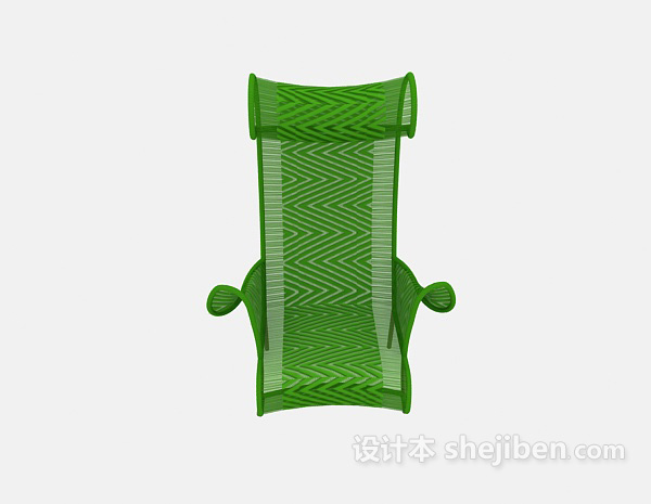 免费绿色针编休闲椅3d模型下载