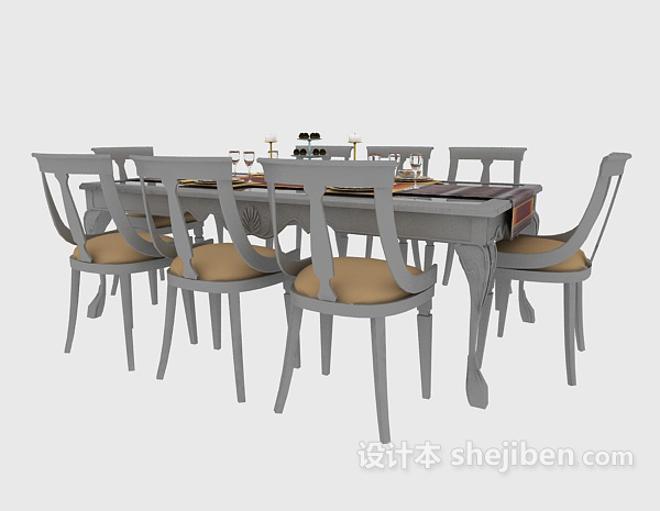 其它家居美式餐桌3d模型下载
