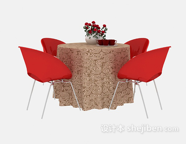 现代风格现代休闲餐桌餐椅3d模型下载