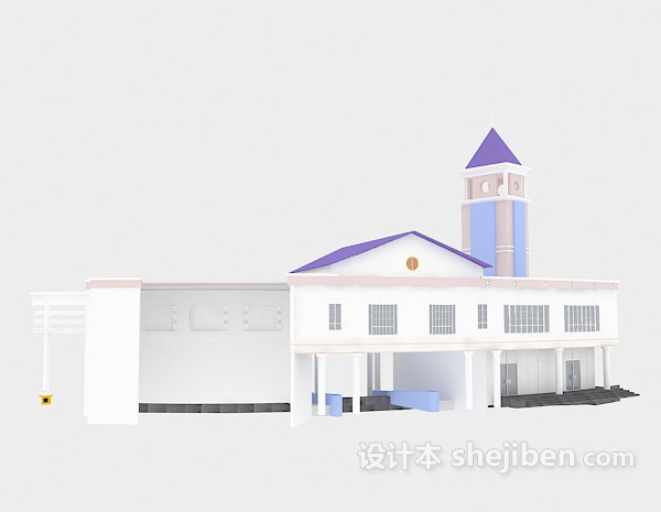 现代风格别墅建筑3d模型下载