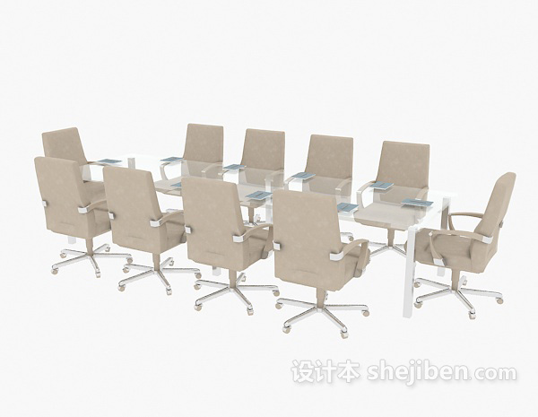 免费长形玻璃会议桌3d模型下载