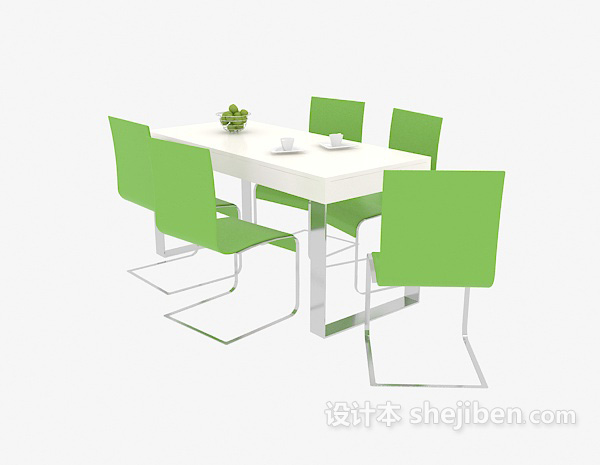 现代清新餐桌椅3d模型下载