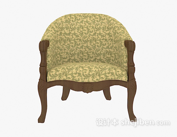 欧式风格欧式碎花图案休闲椅3d模型下载
