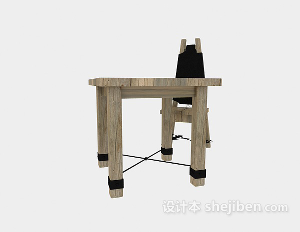 免费原木儿童桌椅3d模型下载