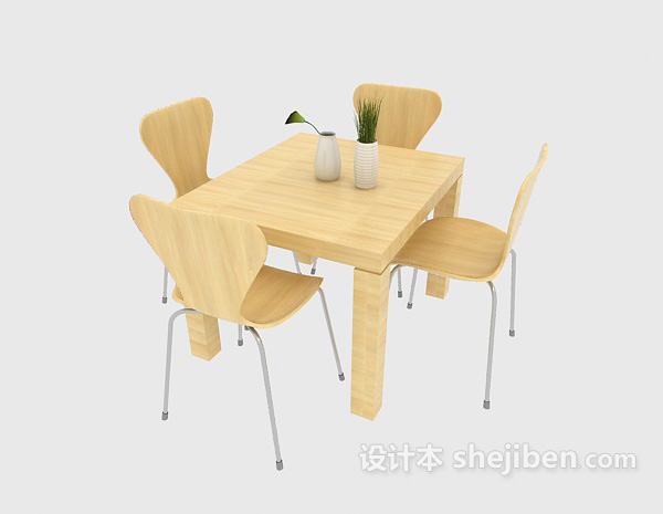 田园风格简约田园桌椅组合3d模型下载