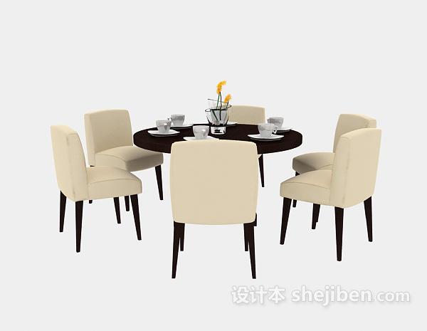 现代风格现代餐馆桌椅3d模型下载