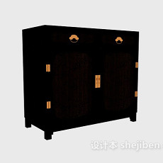 中式风格实木厅柜3d模型下载