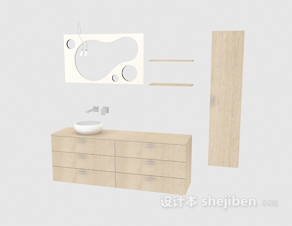免费家居实木浴柜3d模型下载