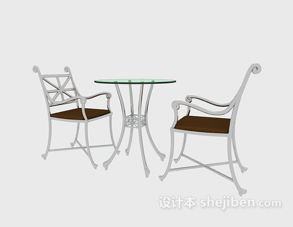 免费双人休闲桌椅组合3d模型下载