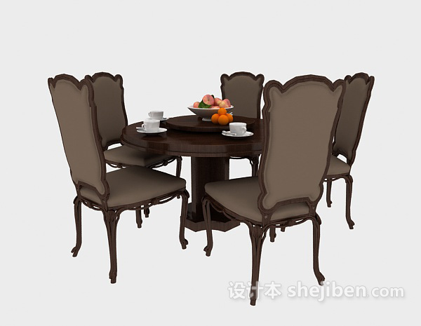 免费欧式餐桌椅组合3d模型下载