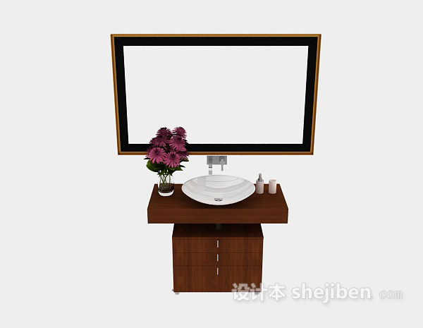 其它美式家居实木浴柜3d模型下载