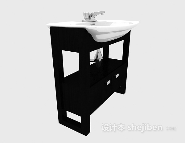免费黑色现代浴柜3d模型下载