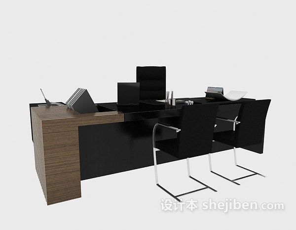 免费简约时尚办公桌椅3d模型下载