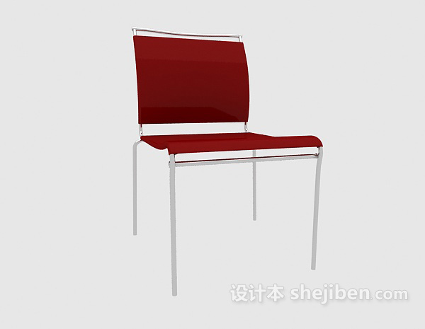 免费红色简约餐椅3d模型下载