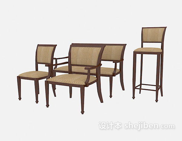 免费实木扶手椅集合3d模型下载