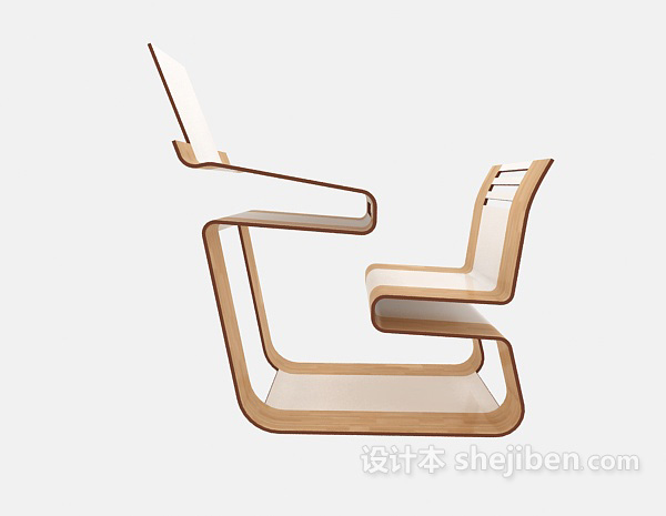 现代风格创意一体式桌椅组合3d模型下载