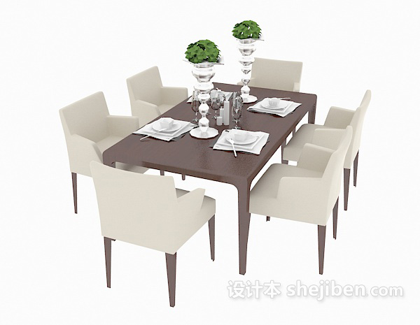 家庭餐桌餐椅组合3d模型下载